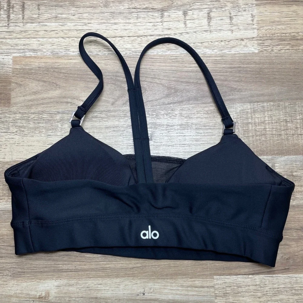 Alo Yoga Black Mesh Inset Racerback Sports Bra Womens Size Small W5464R